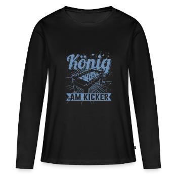 König am Kicker HerrenT-Shirt für Kicker Spieler - Frauen Premium Bio Langarmshirt - Schwarz - Vorne - Julia (174cm)