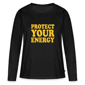 Protect your energy - T-shirt manches longues Premium bio Femme - noir - Devant - Julia (174cm)