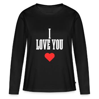 Je t’aime - T-shirt manches longues Premium bio Femme - noir - Devant - Julia (174cm)