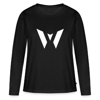 W-Sticker blanc - T-shirt manches longues Premium bio Femme - noir - Devant - Julia (174cm)