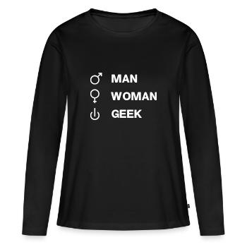 Geek On GEEK humour blague geek - T-shirt manches longues Premium bio Femme - noir - Devant - Julia (174cm)