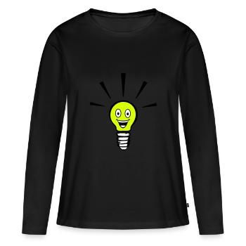 lustige Glühbirne - Idee - Frauen Premium Bio Langarmshirt - Schwarz - Vorne - Julia (174cm)