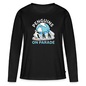 Lustige Antarktis Pinguine Auf Parade Wildlife - Frauen Premium Bio Langarmshirt - Schwarz - Vorne - Julia (174cm)