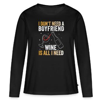 Le vin : mon véritable amour - T-shirt manches longues Premium bio Femme - noir - Devant - Julia (174cm)