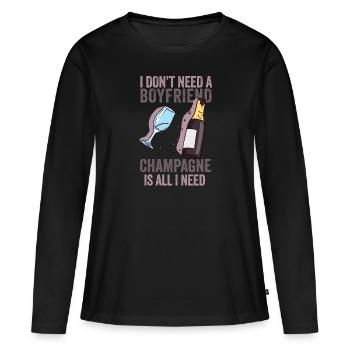 Le vin mousseux : mon véritable amour - T-shirt manches longues Premium bio Femme - noir - Devant - Julia (174cm)