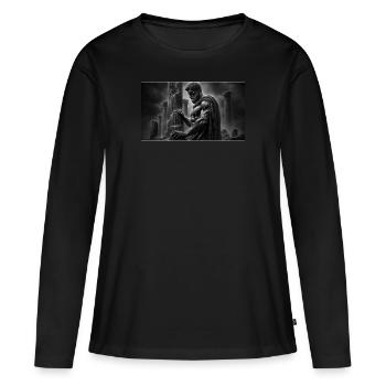 Le philosophe et les ruines - T-shirt manches longues Premium bio Femme - noir - Devant - Julia (174cm)