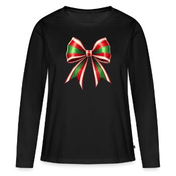 Cadeau De Noël Noeud Canne À Sucre - T-shirt manches longues Premium bio Femme - noir - Devant - Julia (174cm)