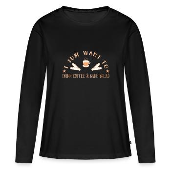 Cuisson du pain Boulangers Boulangers Cuisson du levain - T-shirt manches longues Premium bio Femme - noir - Devant - Julia (174cm)