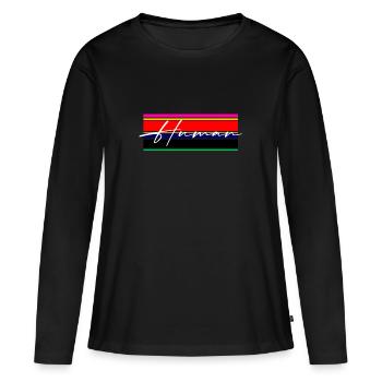 Don d’esthétique humaine - T-shirt manches longues Premium bio Femme - noir - Devant - Julia (174cm)