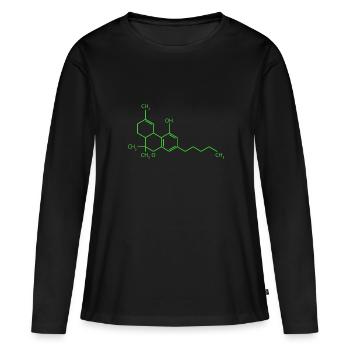 THC Formel Chemie - Frauen Premium Bio Langarmshirt - Schwarz - Vorne - Julia (174cm)