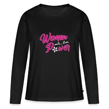 Journée de la femme féminine Women’s Power 8 mars Journée internationale de la femme - T-shirt manches longues Premium bio Femme - noir - Devant - Julia (174cm)