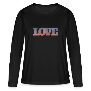 Nuages dans l’inscription amour - T-shirt manches longues Premium bio Femme - noir - Devant - Julia (174cm)