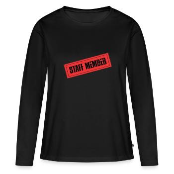 Membre du personnel - T-shirt manches longues Premium bio Femme - noir - Devant - Julia (174cm)