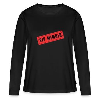 Membre Vip - T-shirt manches longues Premium bio Femme - noir - Devant - Julia (174cm)