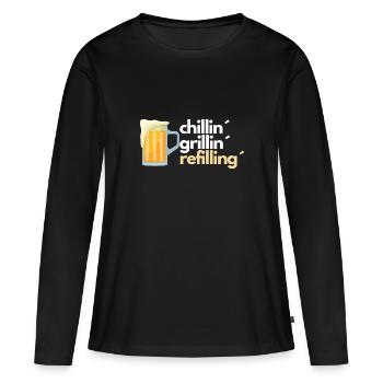 chillin grillin remplissage - T-shirt manches longues Premium bio Femme - noir - Devant - Julia (174cm)