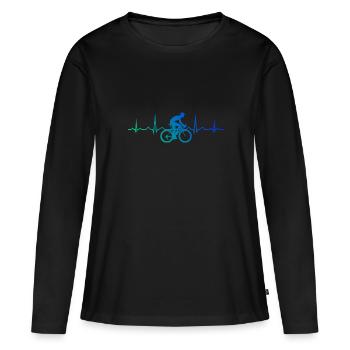 Cycliste de route Vélo de route Vélo de route Cyclisme de route - T-shirt manches longues Premium bio Femme - noir - Devant - Julia (174cm)