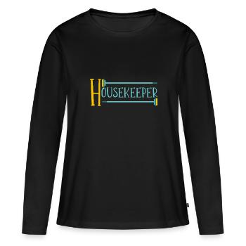 Femme de ménage Ménage - T-shirt manches longues Premium bio Femme - noir - Devant - Julia (174cm)
