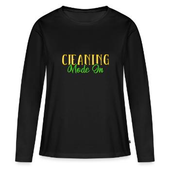 Femme de ménage Ménage - T-shirt manches longues Premium bio Femme - noir - Devant - Julia (174cm)