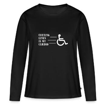 Accès en fauteuil roulant - T-shirt manches longues Premium bio Femme - noir - Devant - Julia (174cm)