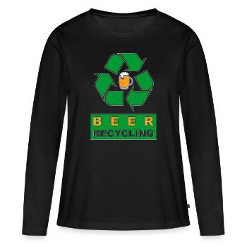 Recyclage de la bière - T-shirt manches longues Premium bio Femme - noir - Devant - Julia (174cm)