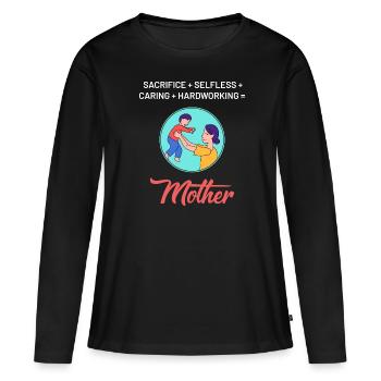 Design fort de la fête des mères - T-shirt manches longues Premium bio Femme - noir - Devant - Julia (174cm)