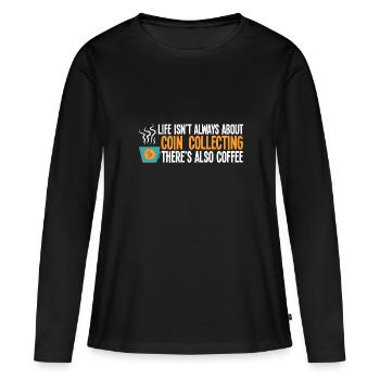 Les collectionneurs de pièces collectent des pièces - T-shirt manches longues Premium bio Femme - noir - Devant - Julia (174cm)