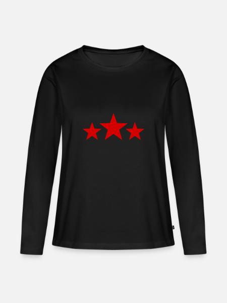 Étoiles rouges - T-shirt manches longues Premium bio Femme - noir