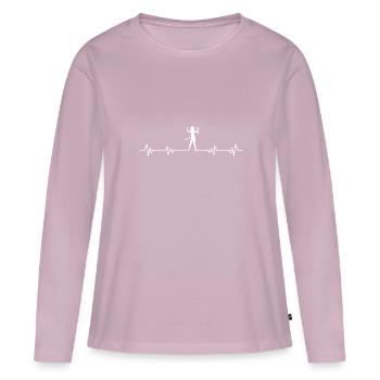 Heartbeat Hulahoop Hullern Hula Girl Hoola Hop - Frauen Premium Bio Langarmshirt - Altrosa - Vorne - Julia (174cm)
