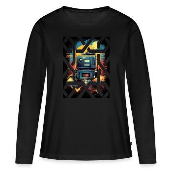 vintage retro typography - Frauen Premium Bio Langarmshirt - Schwarz - Vorne - Julia (174cm)