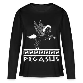 Cheval Pégase blanc - T-shirt manches longues Premium bio Femme - noir - Devant - Julia (174cm)