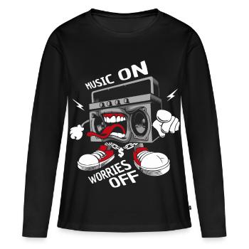 musique sur les soucis off - T-shirt manches longues Premium bio Femme - noir - Devant - Julia (174cm)