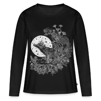 LE RENARD ET LE CIEL NOCTURNE - T-shirt manches longues Premium bio Femme - noir - Devant - Julia (174cm)
