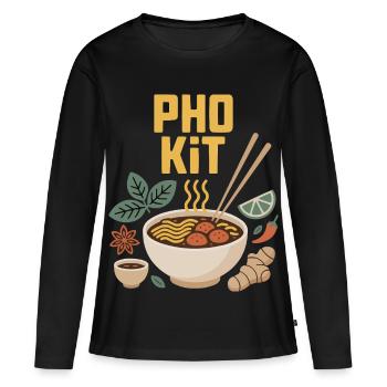 Mélange de kit Pho - T-shirt manches longues Premium bio Femme - noir - Devant - Julia (174cm)