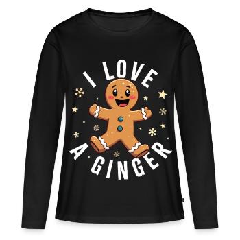 J’adore un gingembre - T-shirt manches longues Premium bio Femme - noir - Devant - Julia (174cm)