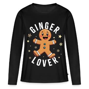 Amateur de gingembre - T-shirt manches longues Premium bio Femme - noir - Devant - Julia (174cm)