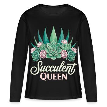 Plant Succulent Queen Cactus Women - Women's Premium Organic Long Sleeve Shirt - black - Front - Julia (174cm)