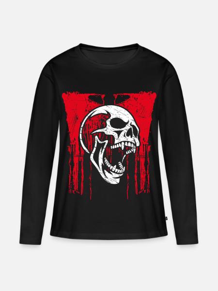 Schädel schreit - Frauen Premium Bio Langarmshirt - Schwarz