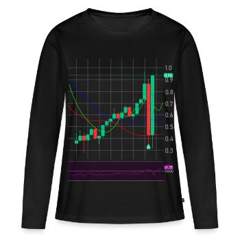 Échange d’actions crypto - T-shirt manches longues Premium bio Femme - noir - Devant - Julia (174cm)