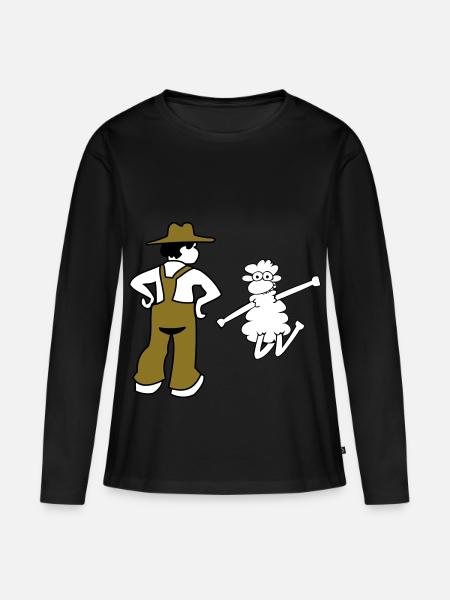 bauer - Frauen Premium Bio Langarmshirt - Schwarz