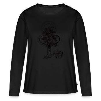 Coeur mécanique - T-shirt manches longues Premium bio Femme - noir - Devant - Julia (174cm)