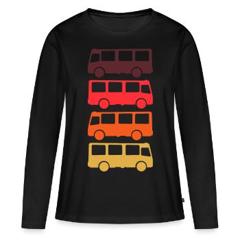 Transporteur de bus rétro - T-shirt manches longues Premium bio Femme - noir - Devant - Julia (174cm)