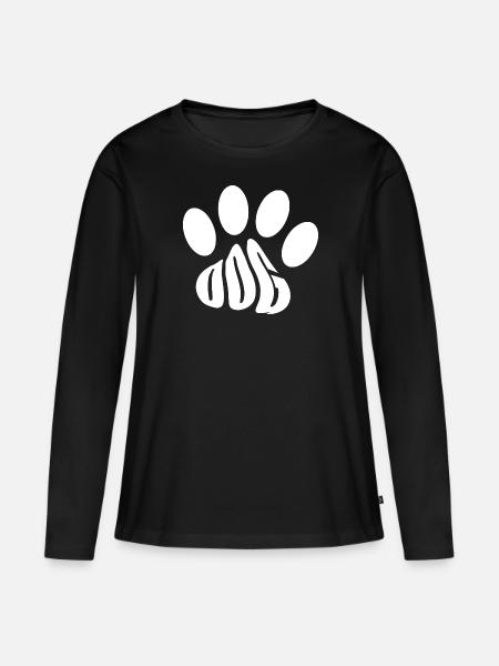 Hundepfote Textform - Frauen Premium Bio Langarmshirt - Schwarz