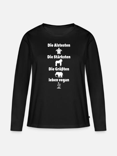 Vegan - Frauen Premium Bio Langarmshirt - Schwarz