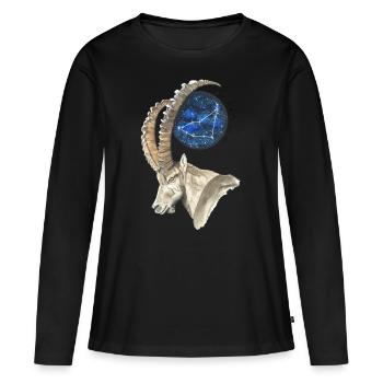 Sternzeichen Steinbock mit Datum und Sternbild - Frauen Premium Bio Langarmshirt - Schwarz - Vorne - Julia (174cm)