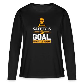 La sécurité est mon objectif en disant travail - T-shirt manches longues Premium bio Femme - noir - Devant - Julia (174cm)