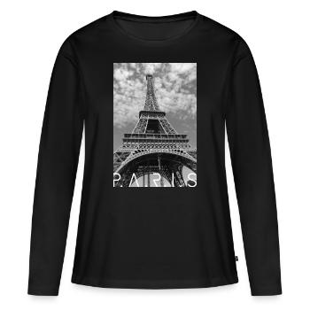 Paris - Tour Eiffel - T-shirt manches longues Premium bio Femme - noir - Devant - Julia (174cm)