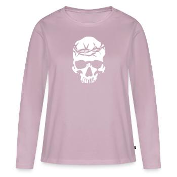 Crowned [B] Totenschädel mit Dornenkrone - Frauen Premium Bio Langarmshirt - Altrosa - Vorne - Julia (174cm)
