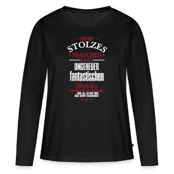 Stolzes Frauchen - Frauen Premium Bio Langarmshirt - Schwarz - Vorne - Julia (174cm)