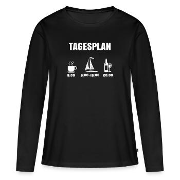 Seefahrer Tagesplan - Frauen Premium Bio Langarmshirt - Schwarz - Vorne - Julia (174cm)