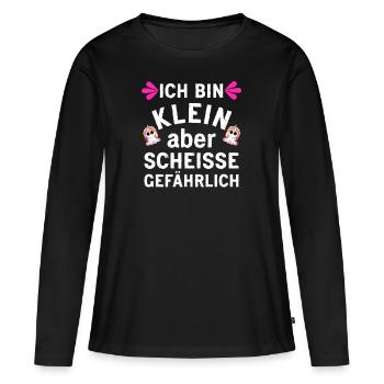 Ich bin klein aber scheisse gefährlich - Frauen Premium Bio Langarmshirt - Schwarz - Vorne - Julia (174cm)